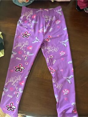 Disney Purple Butterfly & Heart Print Girls Leggings